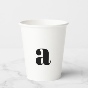 Monogram black and white custom modern birthday paper cups