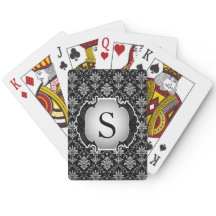 Monogram Black and White Damask