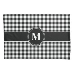 Monogram Black And White Gingham  Pillowcase