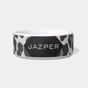 Monogram Black and White Leopard Print Bowl