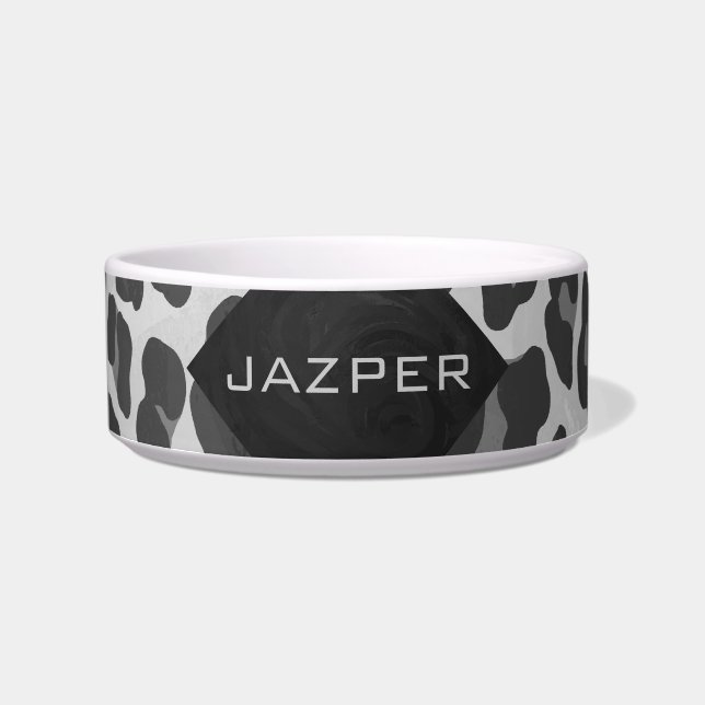 Monogram Black and White Leopard Print Bowl (Front)
