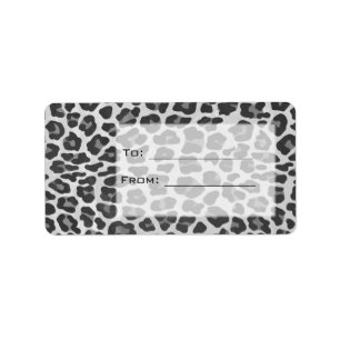 Monogram Black and White Leopard Print Label