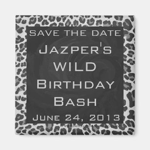 Monogram Black and White Leopard Print Magnet
