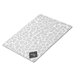 Monogram Black and White Leopard Print Notepad