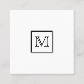 Monogram Black and White Minimal Square Business Card