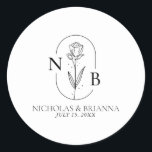 Monogram Black and White Minimalist Modern Wedding Classic Round Sticker<br><div class="desc">Monogram Black and White Minimalist Modern Wedding Sticker. (monogram vector designed by pikisuperstar)</div>