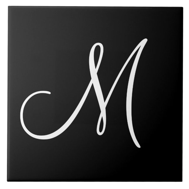 MONOGRAM: Black and White Monogram M, Tile (Front)
