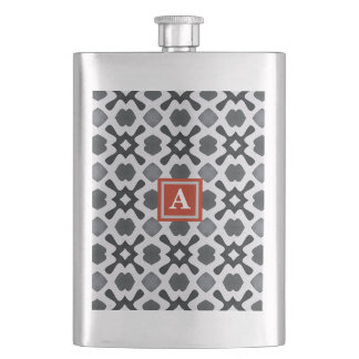 Monogram | Black and White Pattern Classic Flask