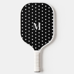 Monogram Black and White Polka Dot Pickleball Paddle