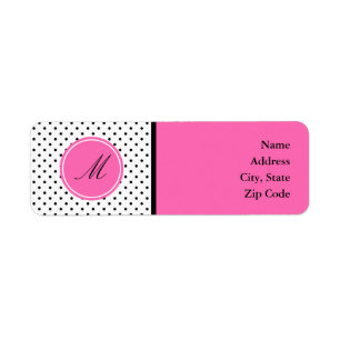Monogram Black and White Polka Dot with Hot Pink