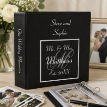 Monogram Black and White Script Wedding Memories