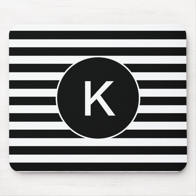 Monogram Black and White Striped Mouse Mat (Front)