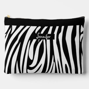 Monogram Black and White Striped Zebra Pattern Accessory Pouch