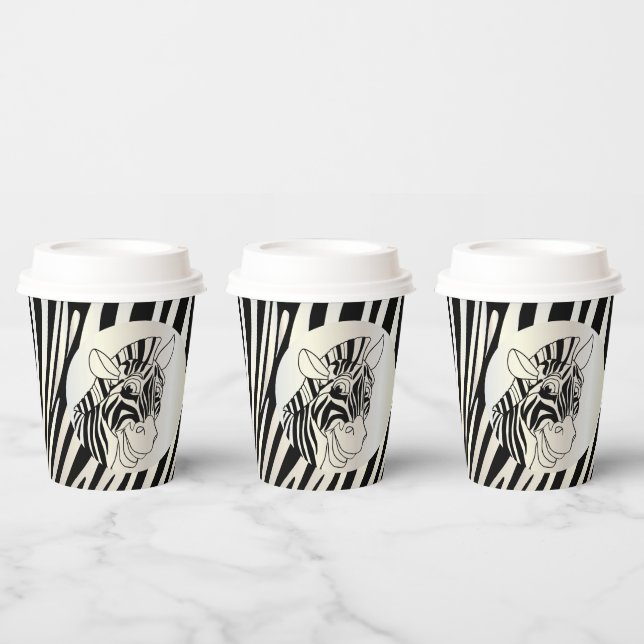 Monogram Black and White Striped Zebra Pattern  Paper Cups (Multi)