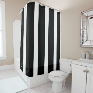 Monogram Black and White Stripes Stylish Pattern Shower Curtain