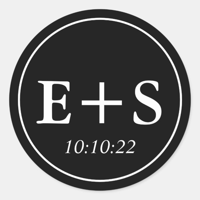 Monogram |Black and White Wedding Envelope Seal (Front)