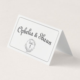 Monogram Black And White Wedding Table Place Card