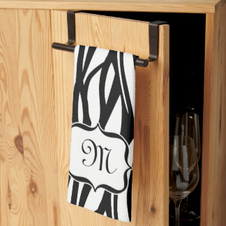 Monogram Black and White Zebra Print Kitchen Towel
