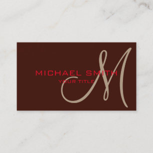 Monogram Black bean colour background Business Card