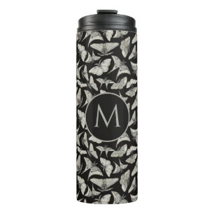 Monogram Black Beige Moth Bug Pattern Thermal Tumbler