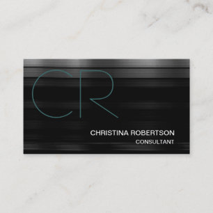 Monogram Black Blue Consultant Business Card