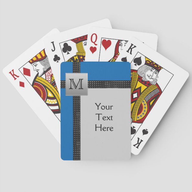Monogram Black, Blue, Grey Playing Cards (Back)