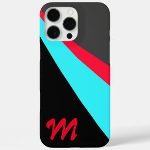 Monogram Black Blue Red Grey Pattern iPhone 16 Pro Max Case