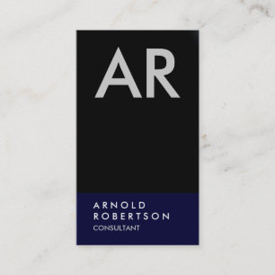 Monogram Black Blue Trend Consultant Business Card