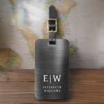 Monogram Black Brushed Metallic Elegant Luggage Tag<br><div class="desc">Elevate your travel experience with our Classic Elegant Modern Minimalist Monogram Luggage Tag. This meticulously designed accessory seamlessly combines timeless elegance with contemporary minimalism, ensuring your luggage stands out with sophistication. Crafted with precision and attention to detail, this luggage tag is more than just a practical item; it's a personalised...</div>