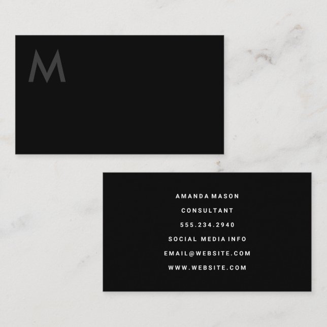 Monogram Black  Business Card (Front/Back)