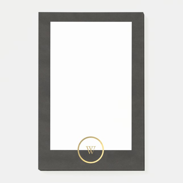 Monogram Black Chalkboard Gold Foil Simple Modern Post-it Notes (Front)