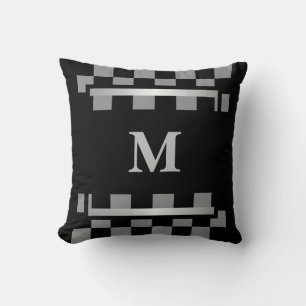 Monogram Black Checkered  Cushion