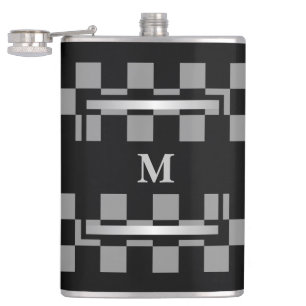 Monogram Black Checkered  Hip Flask