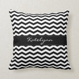 Monogram Black Chevron Zigzag Print Pillows