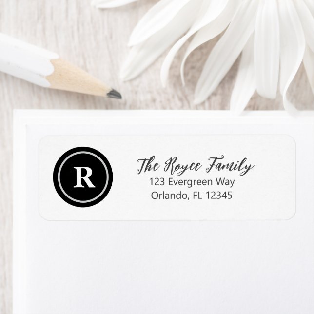 Monogram Black Circle Logo Art Address Label (Insitu)