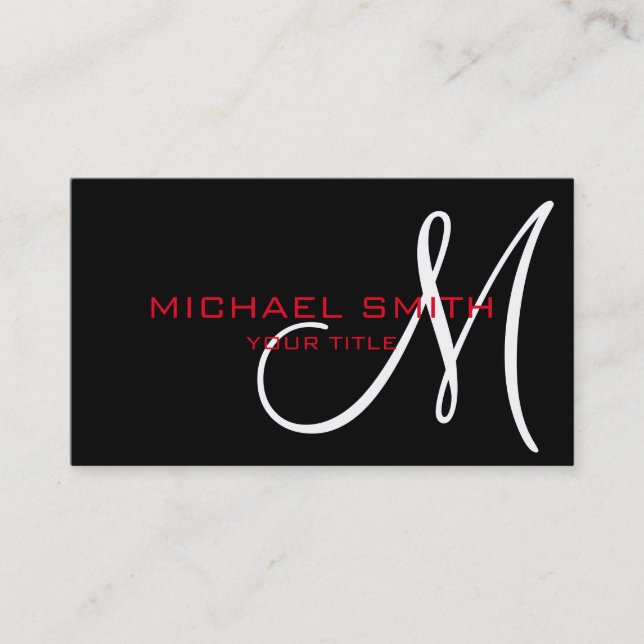 Monogram Black colour background Business Card (Front)