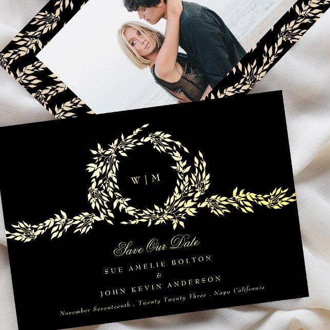Monogram Black Crest Classic Wedding Photo Gold (Creator Uploaded)