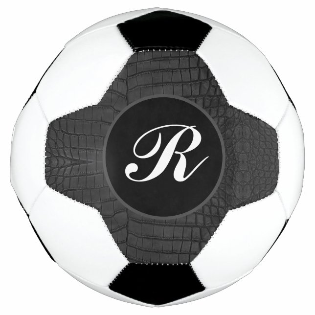 Monogram Black Crocodile Leather Print Football (Front)
