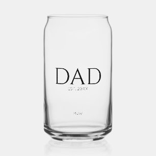 Monogram Black Dad Typography Can Glass