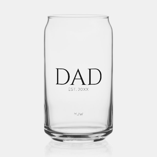 Monogram Black Dad Typography Can Glass (Front)