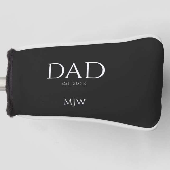 Monogram Black Dad Typography Golf Head Cover (Front)