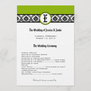 Monogram Black Damask Wedding Program Programme