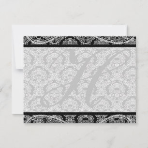 Monogram Black Damask Wedding Response RSVP