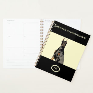monogram Black Doberman Pincher Black & Tan  Planner