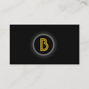 Monogram Black Dot Dark Business Card