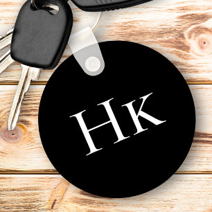 Monogram Black Elegant Classic Monogrammed Initial Key Ring