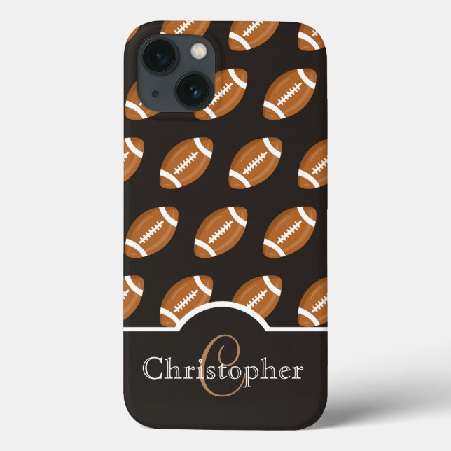 Monogram Black Football Pattern Case-Mate iPhone Case (Back)