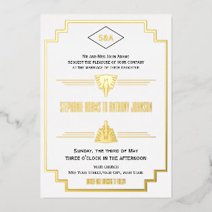 Monogram Black, Gold, and White Art Deco Wedding