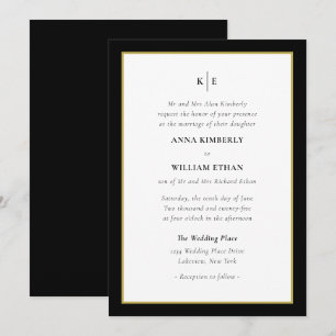 Monogram Black Gold - Bride Wedding Invitation