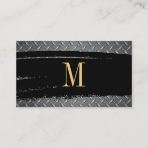 Monogram Black/Gold Brushed   Steel Diamond Plated Business Card